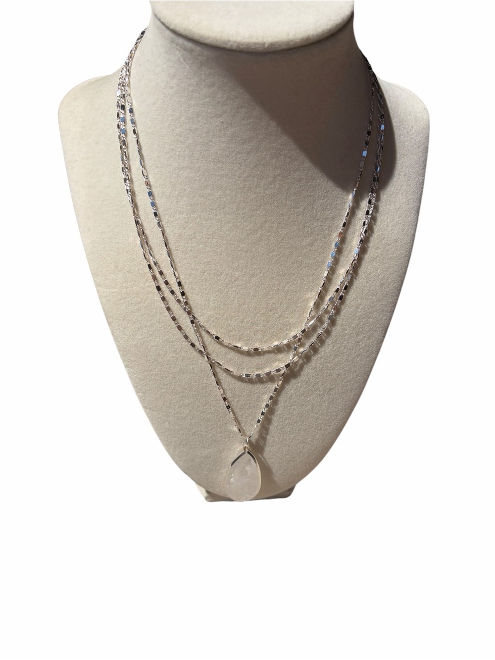 Lulu's Silver Layered Teardrop Pendant Necklace